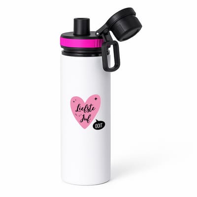 Hacebo® - Liefste juf ooit waterfles met draaidop roze - Juf - beste juf - school - verjaardagscadeau - afscheidscadeau - kado - gift - water fles - 850ML