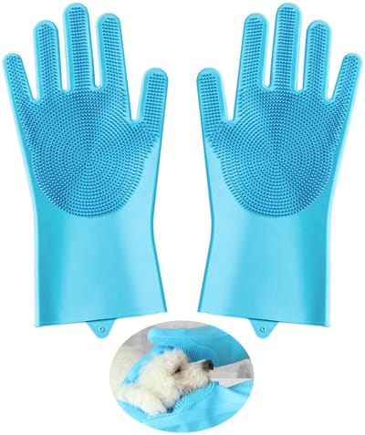Allecto - Hundebadehandschoenen - Hundehaarverwijderaar - Effectieve hondenverzorging - Blauw - Huisdierbad - Handige verzorging - Geschikt voor ho...