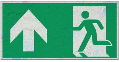Nooduitgang pijl boven bord – E001 | Forex Re materiaal | 20 x 10 cm