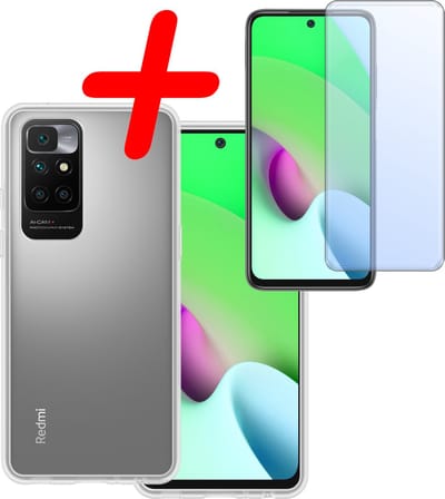 Hoesje Met Screenprotector - Geschikt voor Xiaomi Redmi 10 2022 - Sterk & Shockproof - Back Cover - Siliconen Case - Telefoon Hoes - Transparant