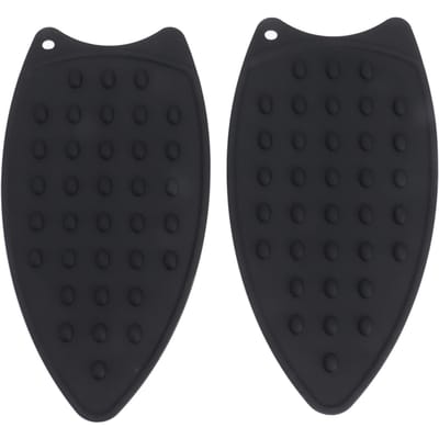 2 Pièces Repose-fer en Silicone Durable Résistant aux Chocs Résistant à la Chaleur Tapis pour Fer à Repasser pour Planches à Repasser noir