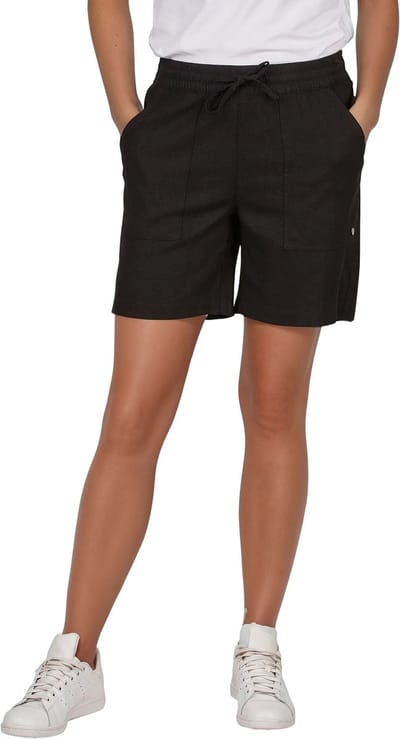 DENIMFY Dames Short DFAlessia regular/straight Zwart L Volwassenen Linnen short dames - Korte linnenbroek dames