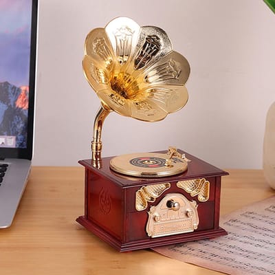 Dailygoods- Muziekdoos Vintage - Retro Muziekdoos - Grammofoon Muziekdoos - Handgemaakt - Multifunctioneel - Decoratie voor Woonkamer/Slaapkamer
