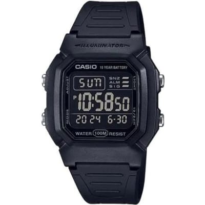 Casio Edifice 100m Waterdicht Kwarts Uurwerk Hars Band Horloge Heren horloges Zwart W-800H-1B Black Dial black
