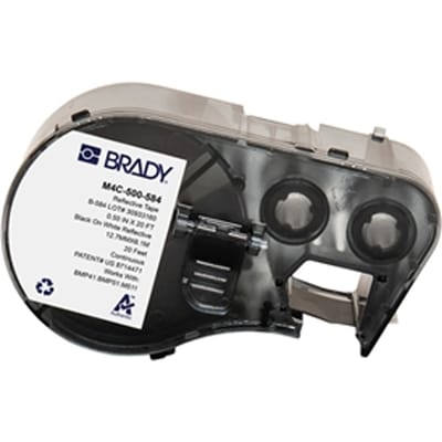 Brady M4C-500-584 plastic labels zwart op wit | 12,7 mm x 7,62 m (origineel)