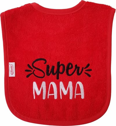 Rode slab met "Super Mama" - moederdag, zwanger, cadeautje, kraamcadeau, grappig, geschenk, baby, tekst