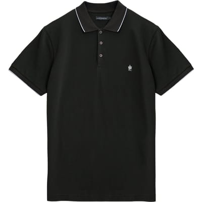 French Connection Single Tipped Pique Polo Dk Green/white Maat: XS | Poloshirts Outlet | Heren | Zwart