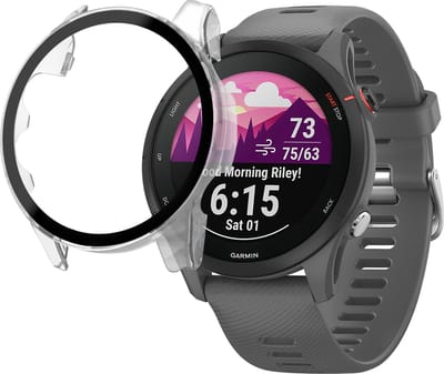 Hoesje voor Garmin Forerunner 255 / 255 Music (46mm) - Harde beschermhoes transparant scherm gehard glas