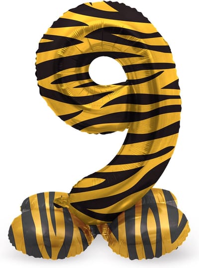 Folat - Staande folieballon Cijfer 9 Tiger Chic - 41 cm