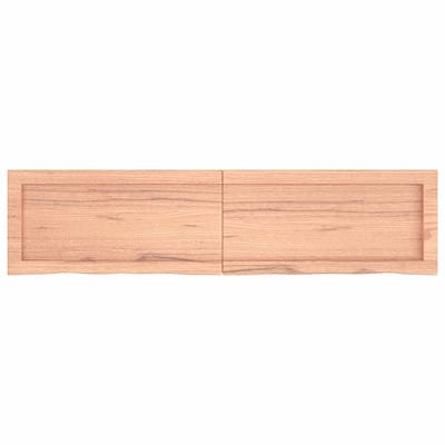 vidaXL - Wandschap - 120x30x(2-4)cm - behandeld - massief - eikenhout - lichtbruin