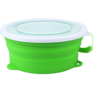 Voedselkwaliteit Silicone Opvouwbare Lunchbox rond Opvouwbare Kom Outdoor Reizen Silicone Kom Creatieve Zakelijke Geschenken 800ML groen
