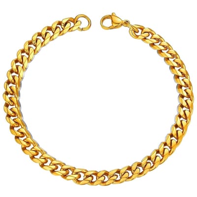 Fako Bijoux® - Schakelarmband Gourmet - Cubaanse Schakel Armband - Cuban Link - Armband Staal - RVS - 7mm - 18cm - Goudkleurig