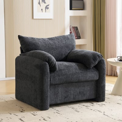 Fauteuil - Enkel Zetel - Stof - 96x82x84 cm - Relaxstoel - loungestoel - Comfortabele Design met Houten Frame - Gestoffeerde fauteuil in Grijs