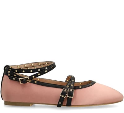 Sacha - Dames - Roze ballerina's met gespen en bandjes - Maat 36
