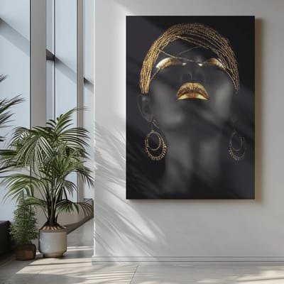 Canvas Schilderij - Afrikaanse Vrouw - Portret - Schilderijen - Canvas - 60x40x2 cm