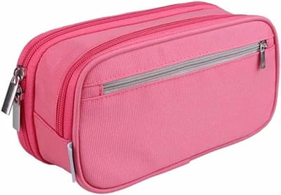 Etui, grote capaciteit, pennenhouder, draagbare briefpapierhouder met 3 vakken, voor meisjes, jongens, tieners, studenten, roze, M, Modern design