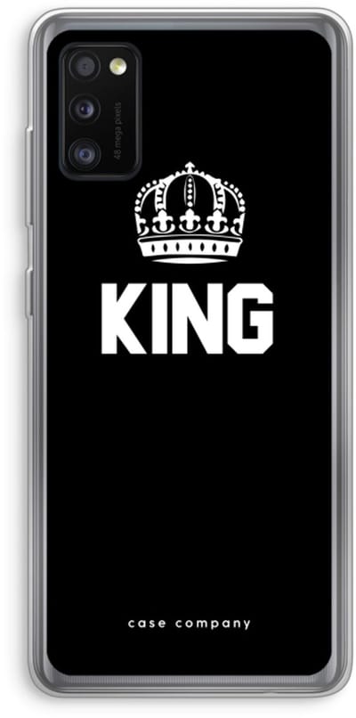 Case Company® - Hoesje geschikt voor Samsung Galaxy A41 hoesje - King zwart - Soft Cover Telefoonhoesje - Bescherming aan alle Kanten en Schermrand