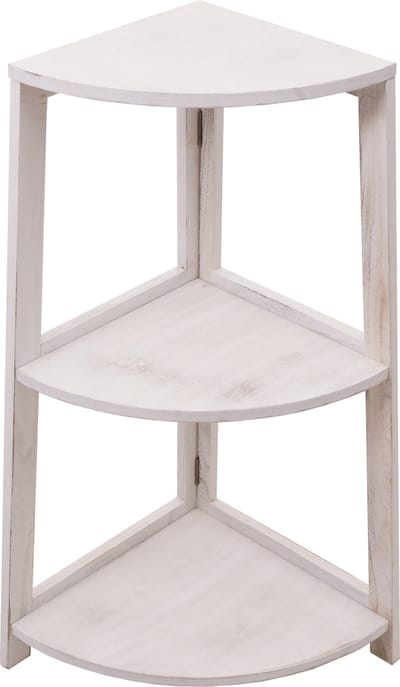 Hoekplank MCW-K44, staande plank woonkamerplank, 3 planken, 80x37x37cm MDF gemaakt van Paulownia ~ shabby white
