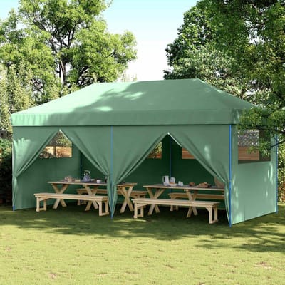 Partytent, groen, 292 x 580 x 315 cm, Oxford-stof, paviljoen, waterdicht, stabiel, winterbestendig, uv-bescherming, partytent, tuintent, voor tuin, camping, outdoor