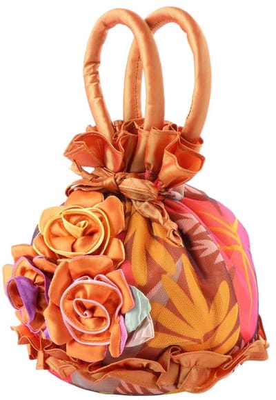 Allecto - Bloem Tote Bag - Elegante Handtas - Perfect voor Avondgebruik - Oranje - Trendy Accessoire - Ruimte voor Essentials - Geschikt voor Dames...