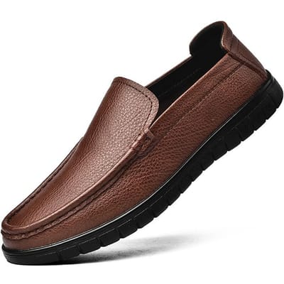 Lente en Zomer Nieuwe Heren Casual Leren Schoenen Echt Leer Engelse Stijl Instapper Doudou Zakelijk Zachte Zool Instapper 44 bruin