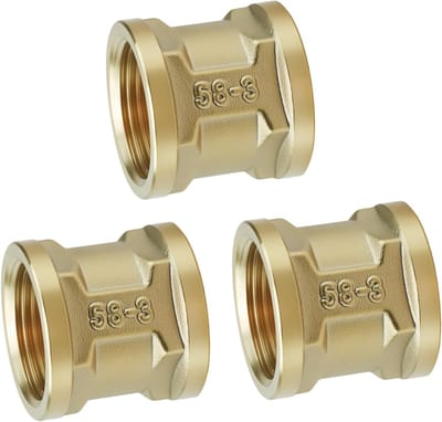 Water Tube Connector 3 Stuks, Messing Adapter met 3/4 Inch Binnen Draad, Dubbele Aansluitnippel voor Pijpen en Slangen