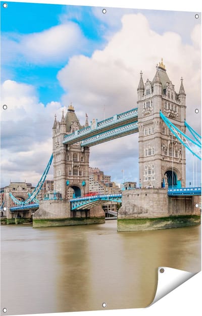 Gards Tuinposter Tower Bridge in Londen - 90x120 cm - Tuindoek - Tuindecoratie - Wanddecoratie buiten - Tuinschilderij