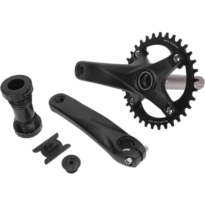 Kinderfiets Crankstel met Trapas Hol Geïntegreerd BCD104mm 34T Aluminiumlegering Fiets Kettingblad Crankarm Set black