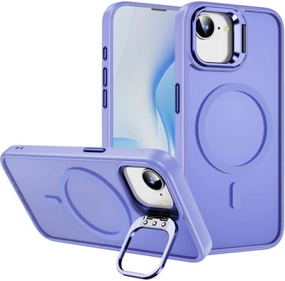 Hoesje Geschikt voor Apple iPhone 17e / 16e - Compatibel met MagSafe & Qi2 - Back Cover met Standaard - Camera Kickstand - Licht Paars