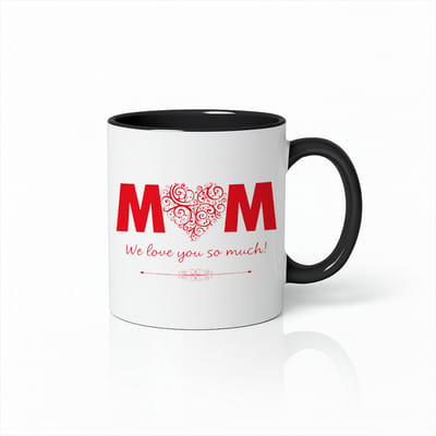 MOM We Love You So Much Mok - Zwart en Wit - Moederdag Cadeau - Tweekleurige Keramische Beker