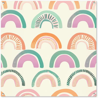 Tuinposter 100x100 cm - Tuindecoratie Regenboog - Pastel - Patroon - Poster voor in de tuin - Buiten decoratie - Schutting tuinschilderij - Tuindoek muurdecoratie - Wanddecoratie balkondoek