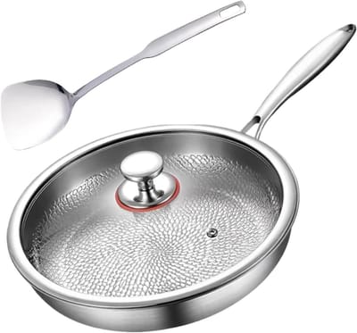 Diepe Kookpan - Antiaanbak Pan - Gezinsmaaltijden Bereiden - Gelijkmatige Warmteverdeling - 28 cm - Zilverkleurig