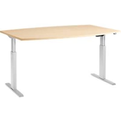Schäfer Shop  Select Bureautafel ERGO-T, T-poot, bootvorm, eentraps elektrisch verstelbaar, b 2000 x h 715-1182 mm, ahorndecorn