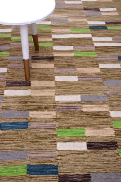 Beige Tapijt Laagpolig Handgeweven Wollen Vloerkleed - Koho Afghan Modern Kelim 224x159 - 224x159cm- Modern - Woonkamer - Salon - Slaapkamer - Eetkamer