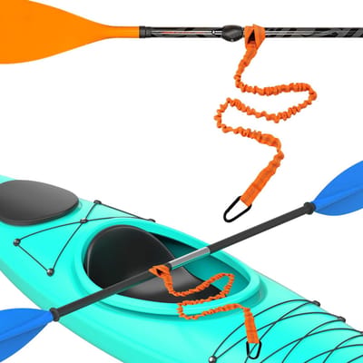 BRENZOOS - Oranje Peddellijn voor Kajak met Karabijnhaak - Veilige Lanyard voor Peddels en Hengels