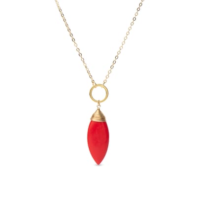 Luxenter collier, metaallegering en koralen collier met 18K vergulde afwerking