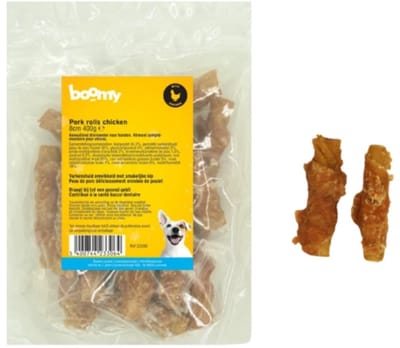 Boomy - Hondensnacks - Hondensnoepjes - Kauwstaafjes hond - Kauwsticks hond - Kip en varkenshuid - Zonder rund - 8cm - 400g