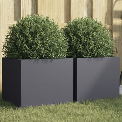 vidaXL - Plantenbakken - 2 - st - 32x30x29 - cm - koudgewalst - staal - antracietkleurig