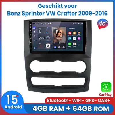 Awesafe Autoradio - Android 15.0 Systeem - 4GB & 64GB 8-Kern V1PRO - Geschikt Voor Mercedes Benz Sprinter VW Crafter 2009 t/m 2016 - Draadloos Carplay & Android auto - Met navigatie GPS - Radio scherm - 2009 2010 2011 2012 2013 2014 2015 2016