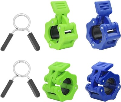 Set van 4 Barbell Clips en 2 Spring Clips voor Snelle Bevestiging van Dumbbells en Halters voor Krachttraining en Fitness