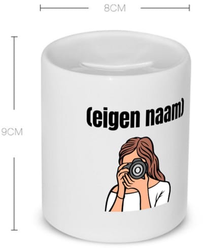 Akyol - fotograaf vrouw met eigen naam Spaarpot - Fotograaf - fotografen - leuk cadeau voor iemand die houd van foto's maken - cadeau - kado - 350 ML inhoud