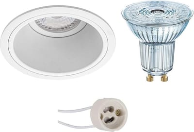 LED Spot Set - LEDVANCE Parathom PAR16 940 36D - Pragmi Minko Pro - GU10 Fitting - Dimbaar - Inbouw Rond - Mat Wit - 3.4W - Natuurlijk Wit 4000K - Verdiept - Ø90mm