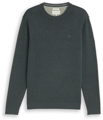 Tom Tailor - Basic gebreide trui van katoen - Maat XL - darkest olive melange