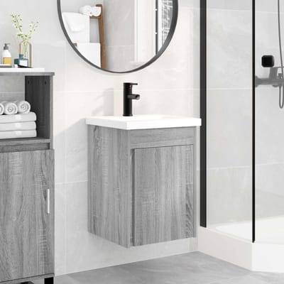 vidaXL - Badkamermeubel - met - kraan - Grijs - Sonoma - 42 - x - 40 - x - 74,5 - cm