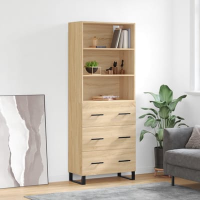 vidaXL - Hoge - kast - 69,5x34x180 - cm - bewerkt - hout - sonoma - eikenkleurig