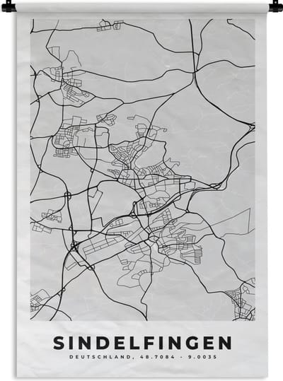 Wandkleed - Wanddoek - Plattegrond - Duitsland - Sindelfingen - Stadskaart - Kaart - 120x180 cm - Wandtapijt