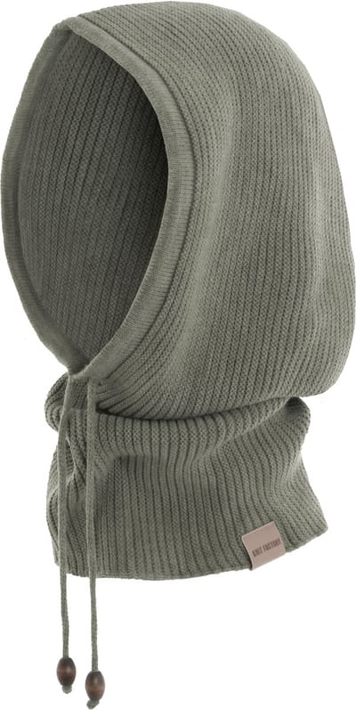 Knit Factory Evy Colsjaal met capuchon - Urban Green - One Size