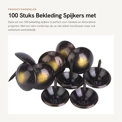 Dailygoods- Kopspijkers Premium Kwaliteit - Bekleding Spijkers - Retro Ronde Kop - Antieke Duim Tack - 10 Stuks - IJzer Metalen Pin - Decoratieve Spijkers