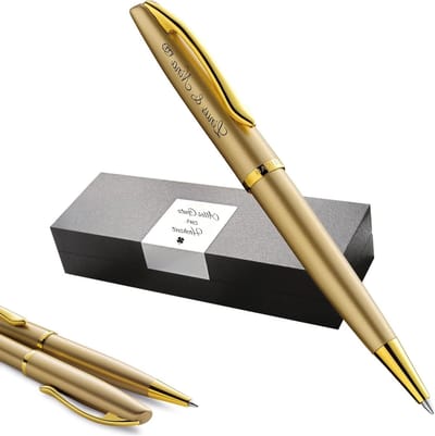 Elegante Balpen - Schrijfgerei Metaal - Persoonlijk Cadeau - Gravure Mogelijk - 136 cm Lengte - Goudgeel