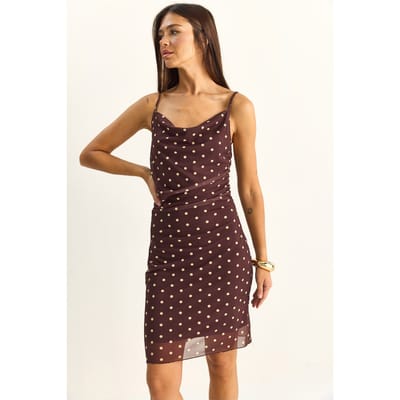 Polka Dot Bodycon Midi-jurk met Sleehals